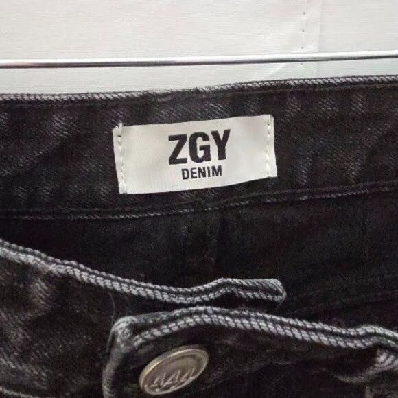 ZGY Rebound Free People Jeans Distressed Black Midrise Relaxed Barrel Leg Sz28 - Picture 7 of 13